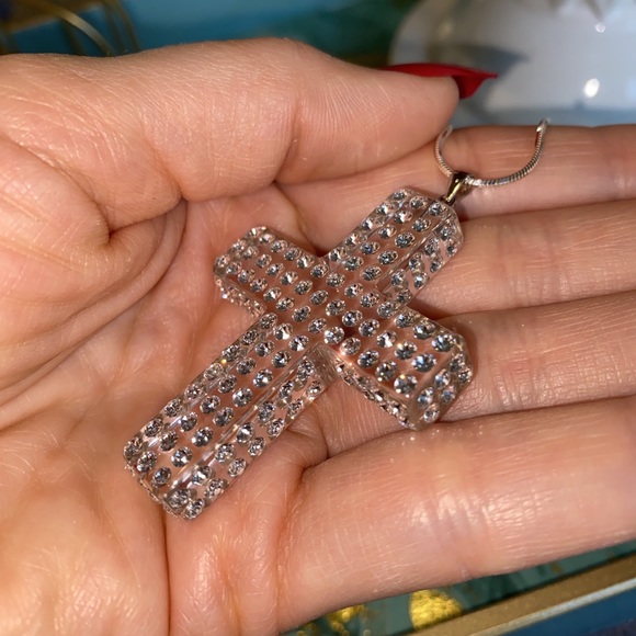 Acrylic Crystal Cross Necklace Embellished With Genuine“Crystal Stone Elements” - Picture 5 of 13